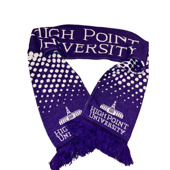 High Point University Scarf - HPU Panthers Knitted Classic Purple White Reverse - Picture 2 of 6